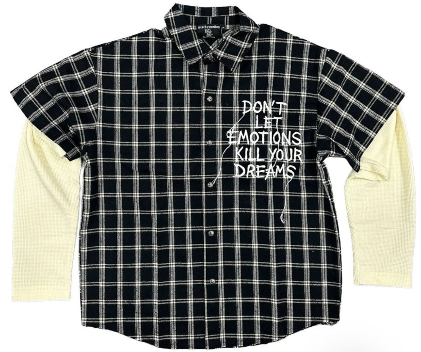 MIXED EMOTIONS Shirt Layered Check Graphic