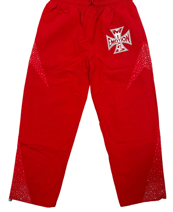 MIXED EMOTIONS Pants Rhinestone Logo