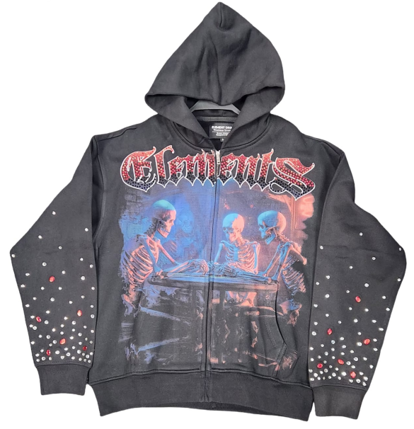 ELEMENT DRIPS Hoodie Skeleton Graphic Studded