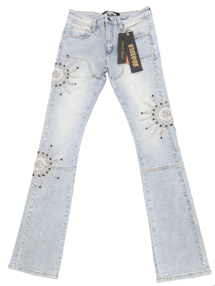 VICIOUS DENIM Jeans Rhinestone Sunburst Light Wash