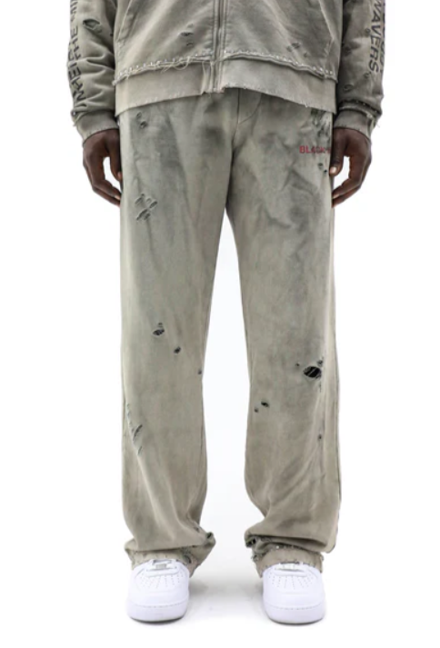 BLACK ISLAND Sweatpants Distressed Vintage Wash