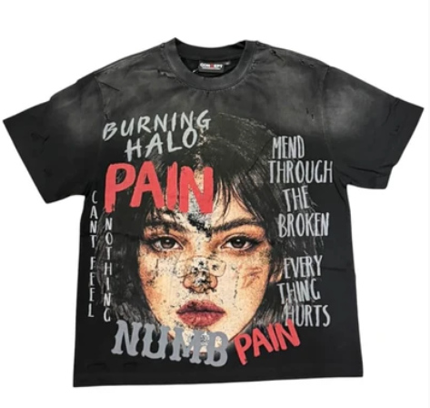 CONCEPT "PAIN" TEE BLK WASH
