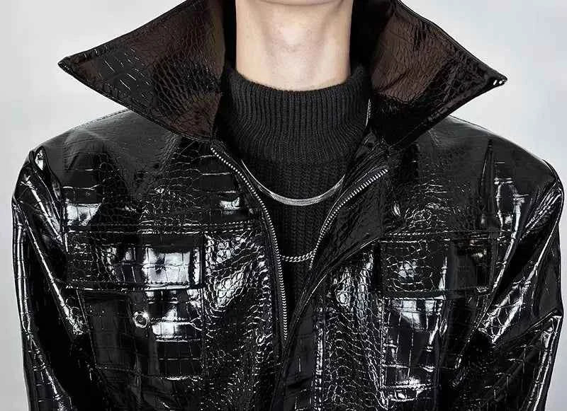 Spring Slim Leather Motorcycle Zipper Jacket