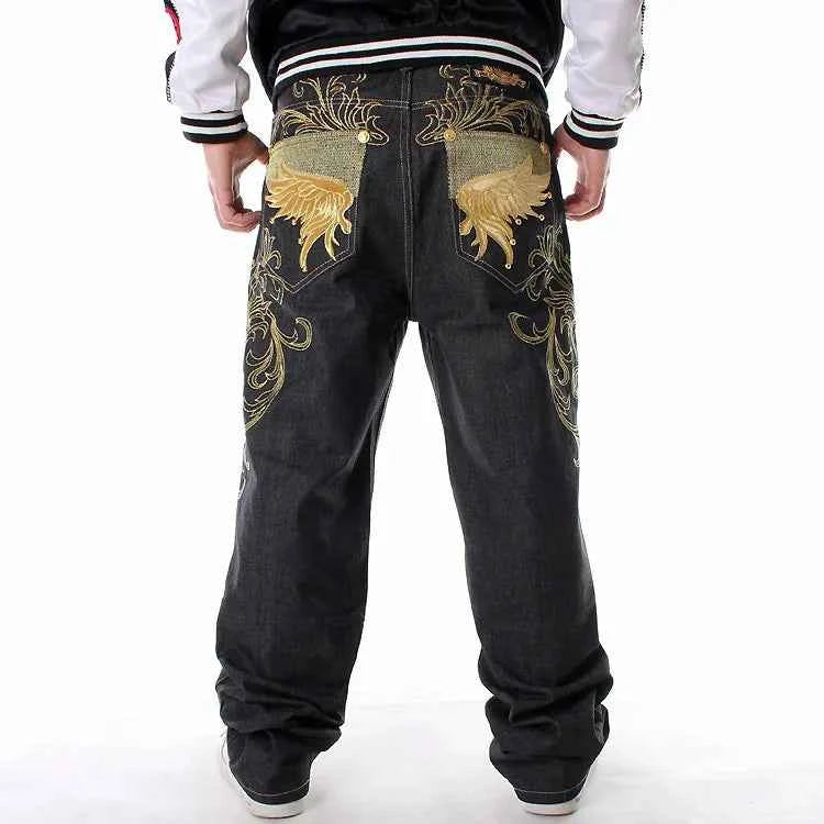 Embroidered Spliced Straight Fit Denim Jeans