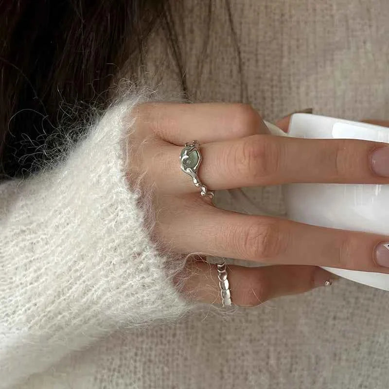 Irregular Vintage Silver Plated Bamboo Ring