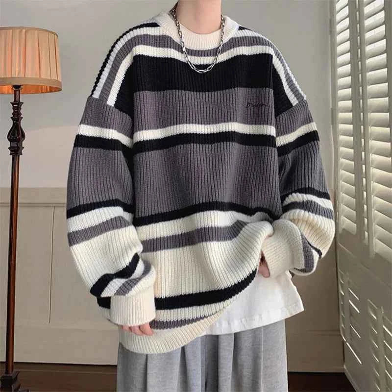 Retro Stripe Pullover Lovers Sweater