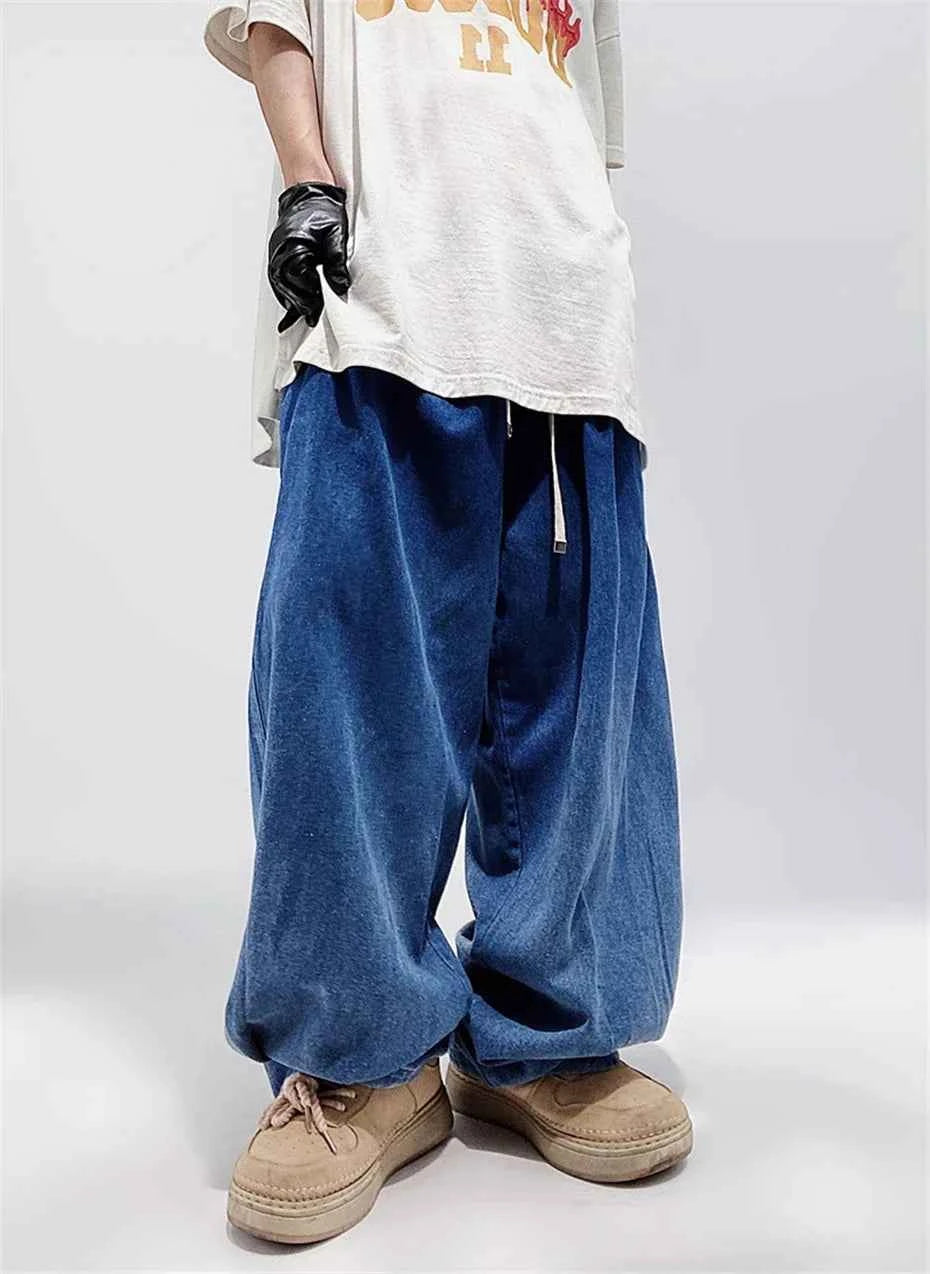 Vintage Streetwear Elastic Waist Wide Leg Jeans