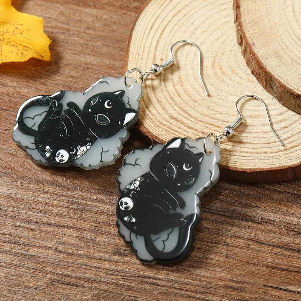 Dark Style Personalized Black Cat Earrings