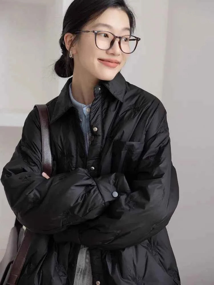 Retro Diamond Grid Lightweight Cotton Puffer Jacket
