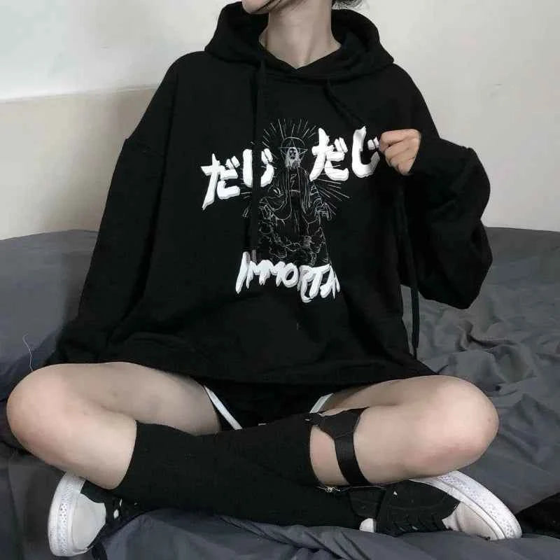 Women Sweet Velvet Thicken Loose Fit Hoodie