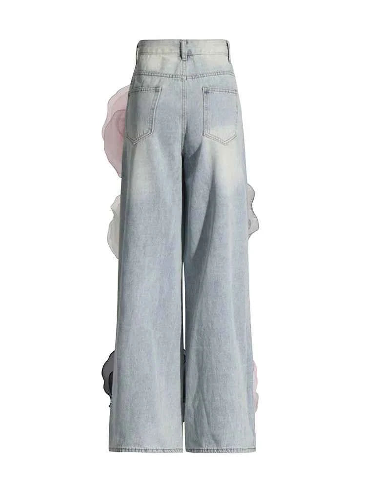 Floral Vine Fairycore Embroidery Jeans