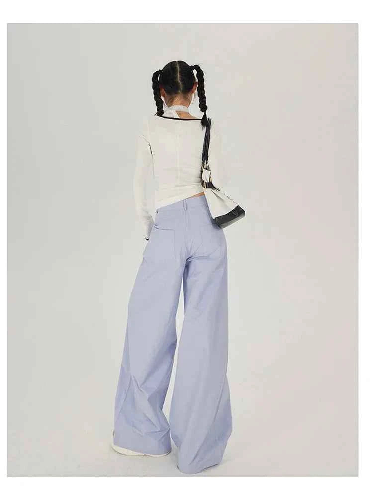 Vintage Casual Lace-Up High Waist Pants