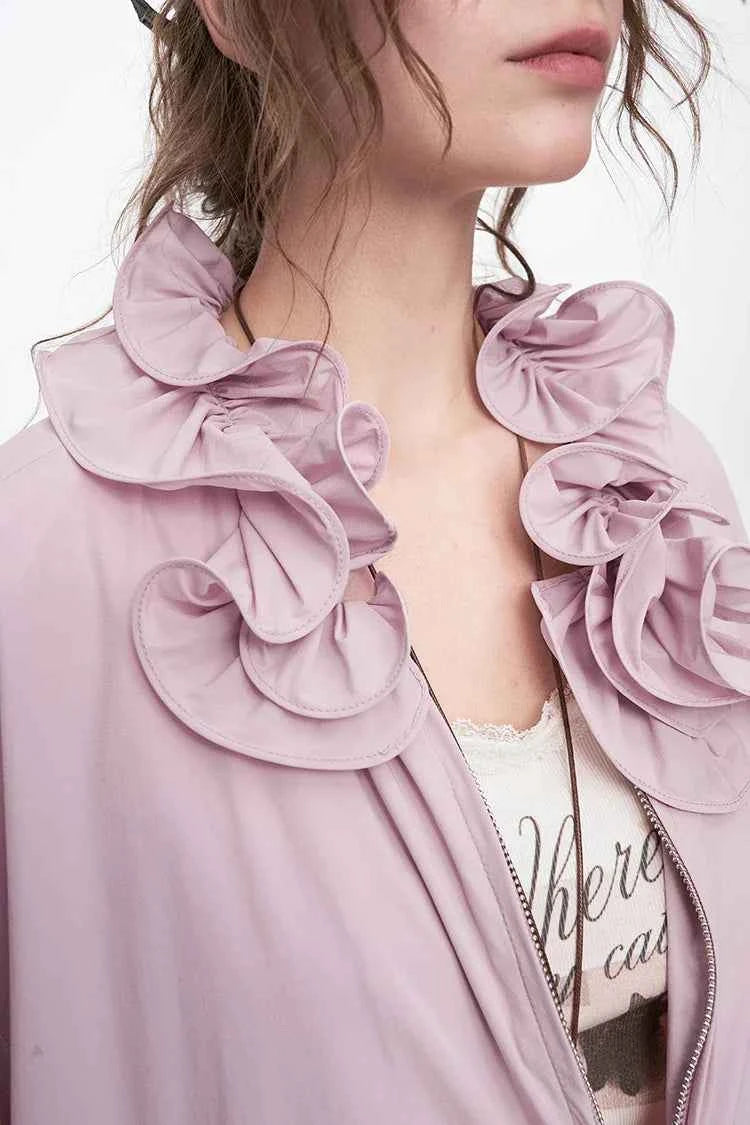 Sweet Ruffles Collar Casual Loose Jacket