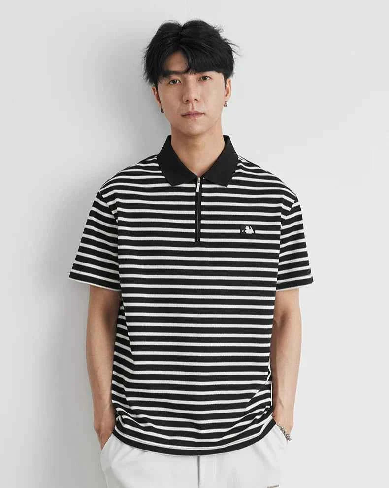Men's Casual Stylish Korean Striped Polo T-Shirt