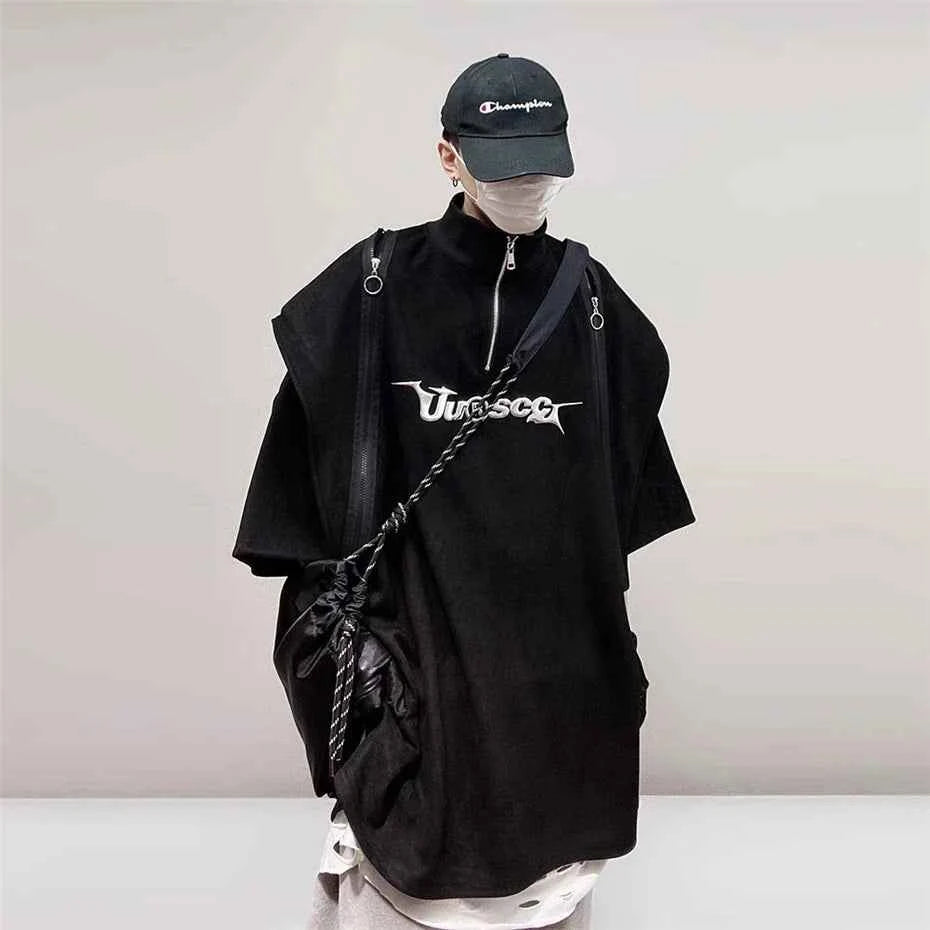 Men's Vintage Punk Zipper Polo T-Shirt