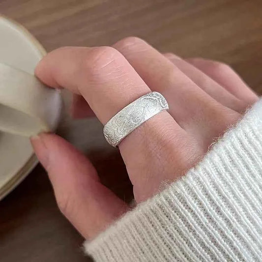 Heart Link Geometric Punk Stackable Ring