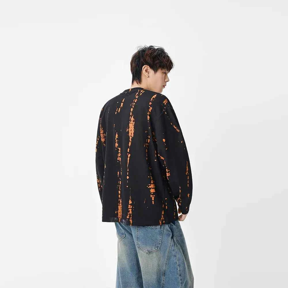 Cozy Distressed Tie Dye Crew Neck Sweatshirt