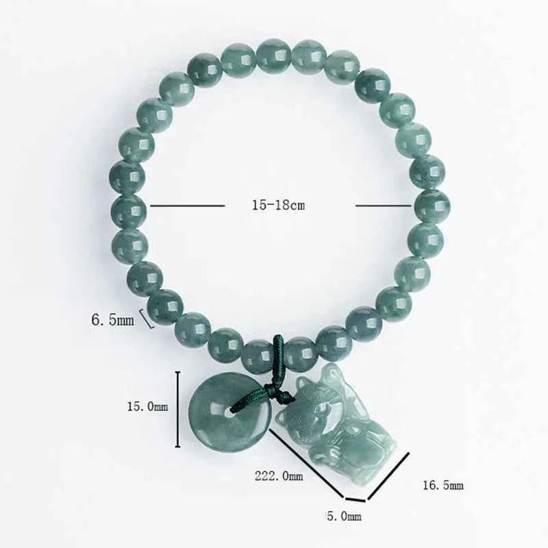 Talisman Blue Jadeite Fortune Cat Bracelet