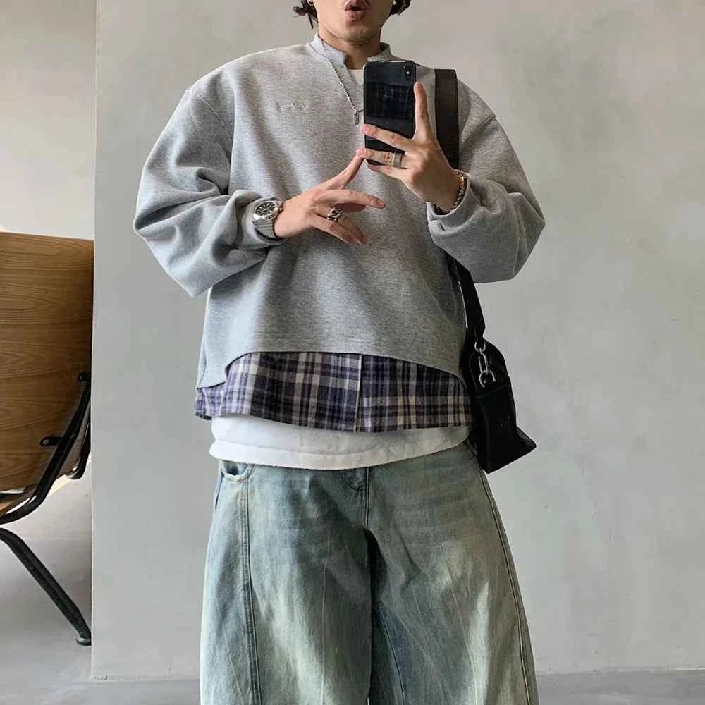 Vintage Oversized Two Piece Layered Casual Sweatshirt
