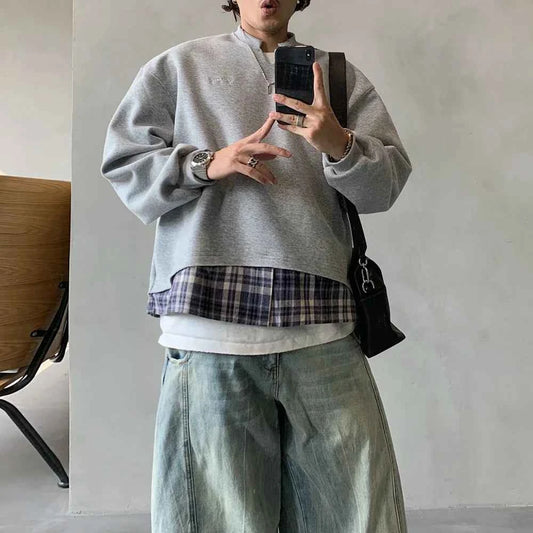 Vintage Oversized Two Piece Layered Casual Sweatshirt