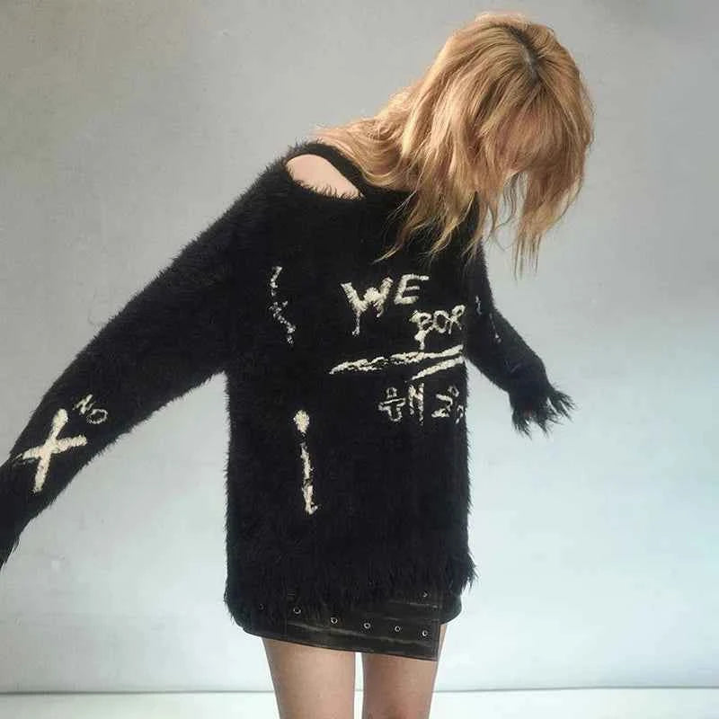 Gothic Distressed Grunge Knitted Sweater