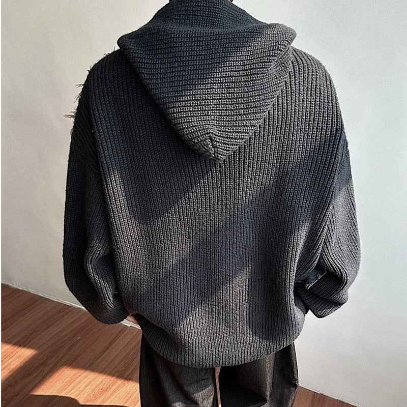 Trendy Knitt Hooded Raw Edge Denim Jacket