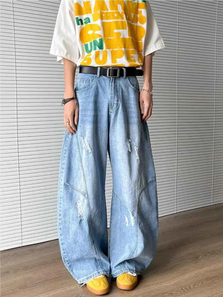 Work & Play Ripped Blue Baggy Stacked Jeans