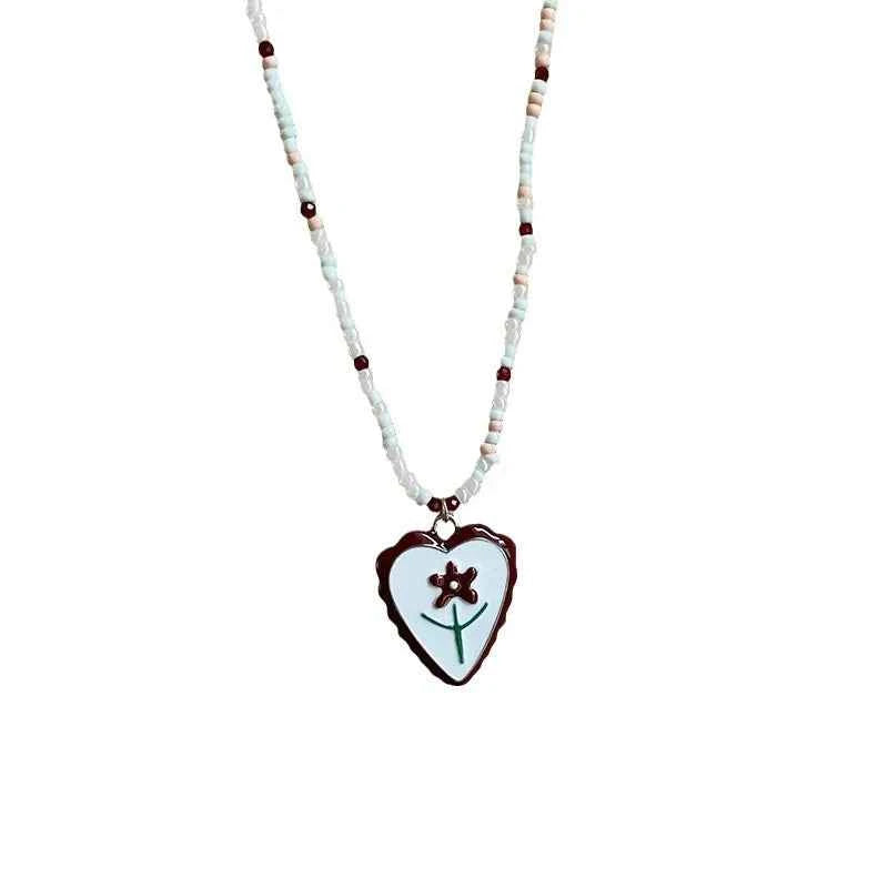 Elegant Vintage Heart Flower Choker Necklace