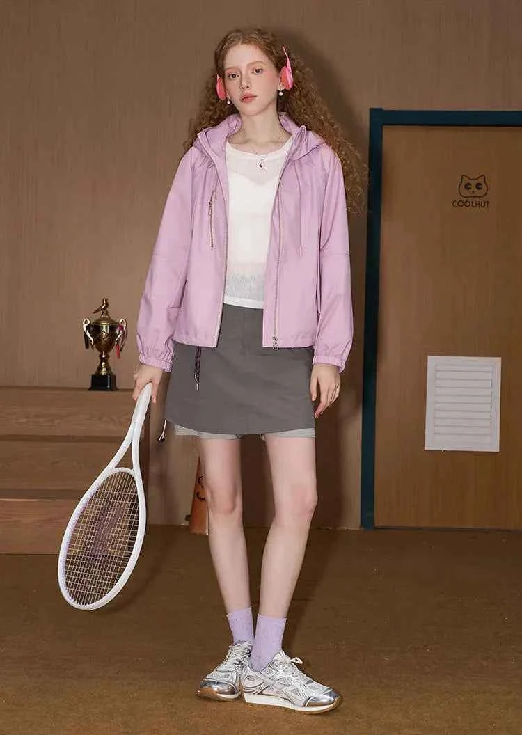 Y2K Drawstring Utility Windbreaker Slimming Jacket