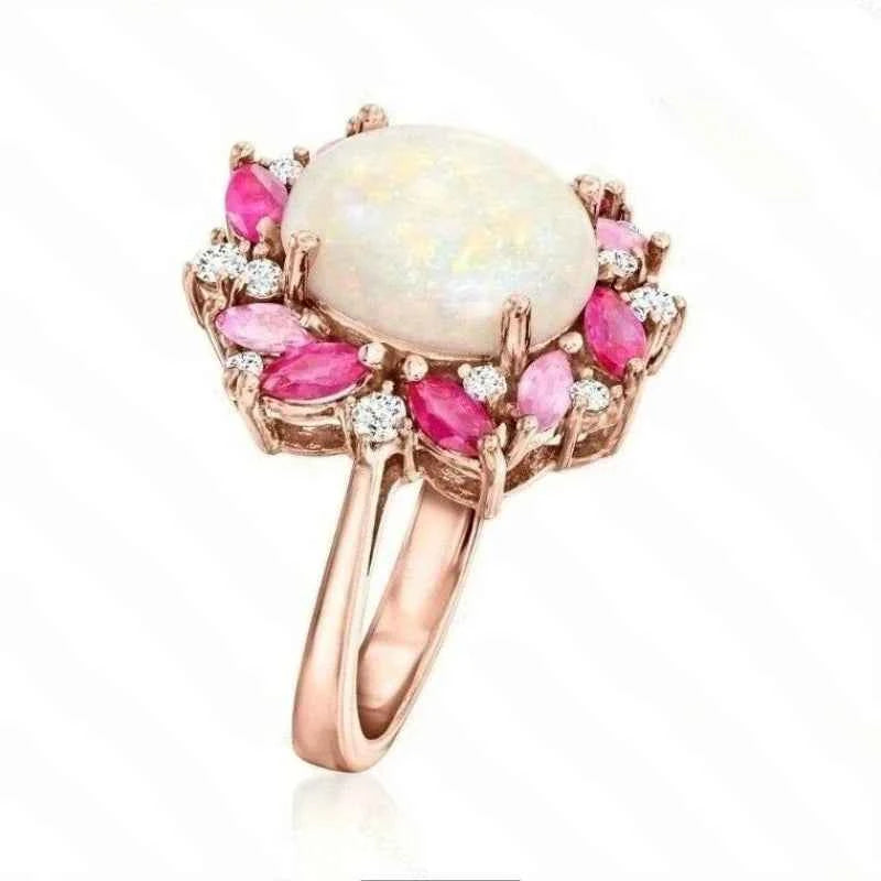 Delicate Pink Zirconia Flower Ring