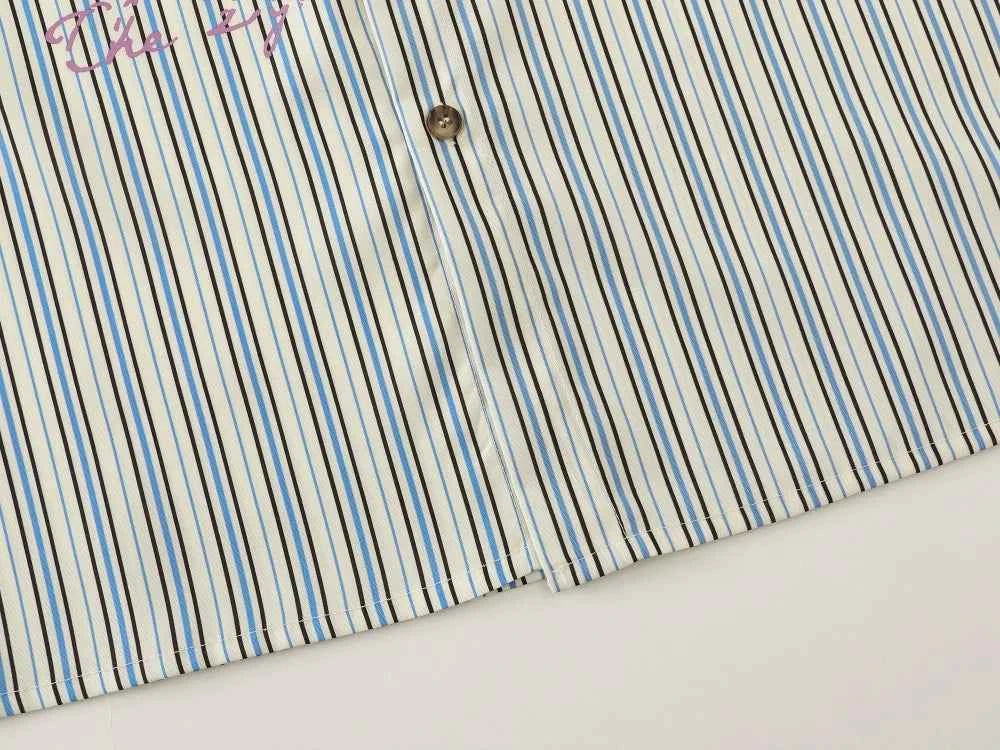 Vintage Striped Single Breasted Long Sleeve Casual Shirt