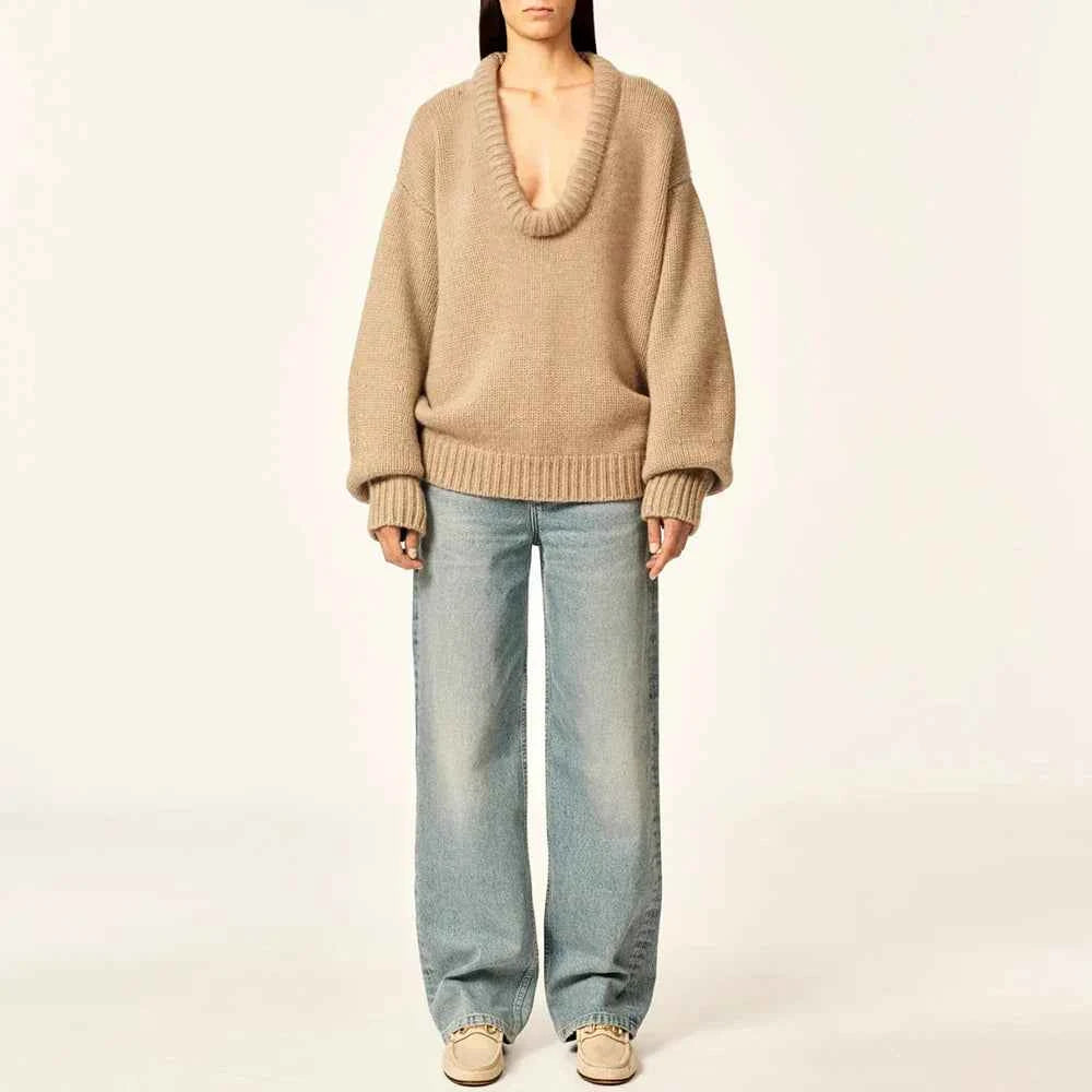 Women Cute Chic Solid Loose O Neck Sweater