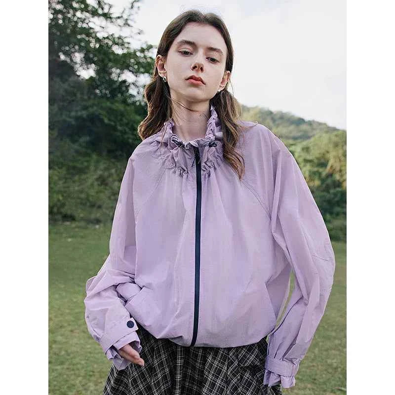 Lightweight Ice Silk Jacquard Drawn Collar Sweatshirt