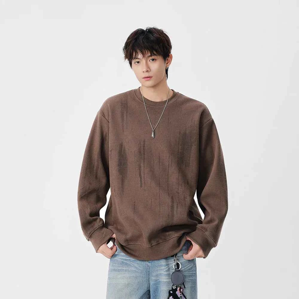 Streetwear Distressed Crew Neck Sweatshirt