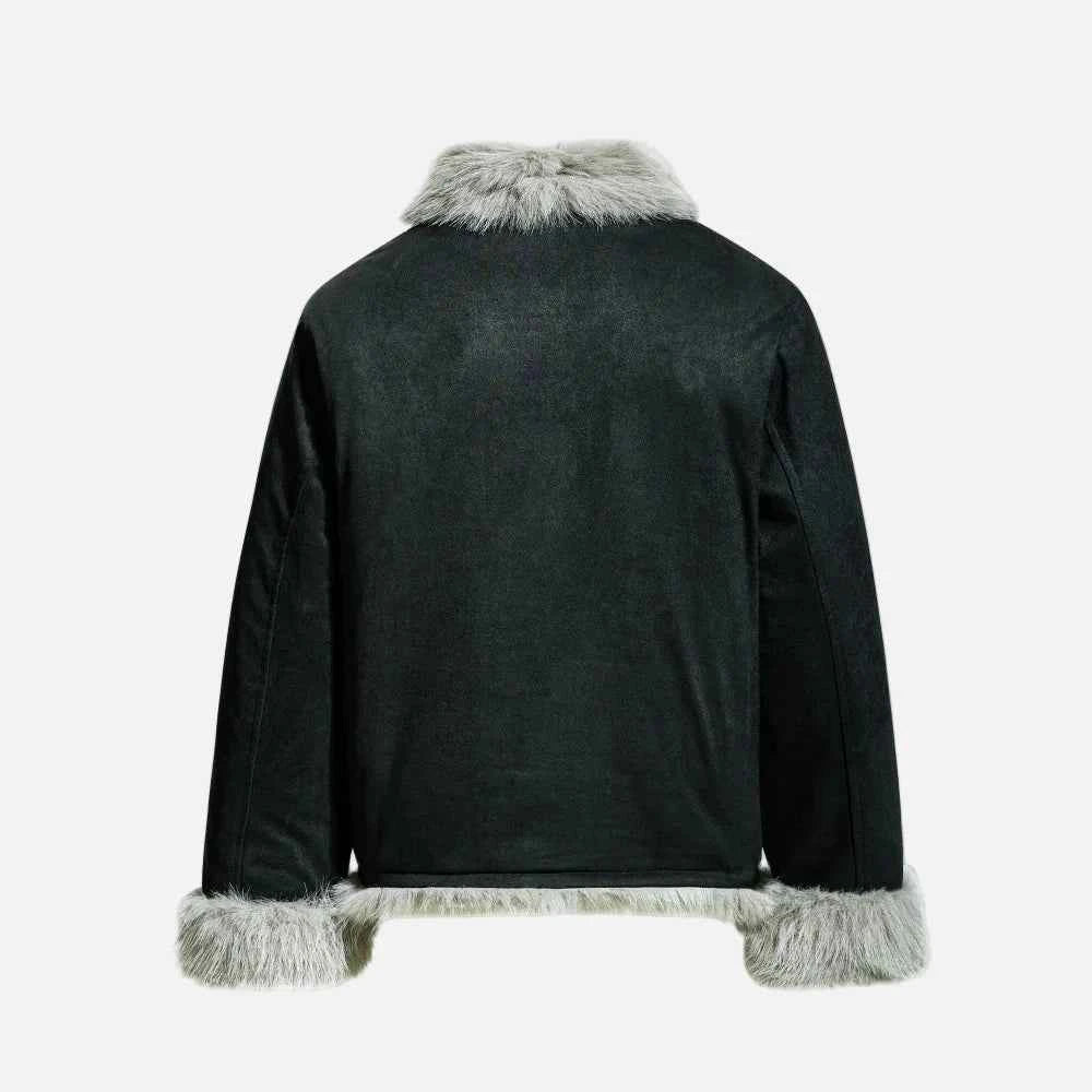 Breathable Single Breasted Faux Fur Jacket