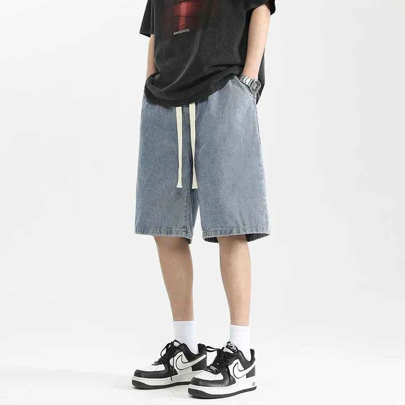 High Waist Loose Casual Washed Denim Short