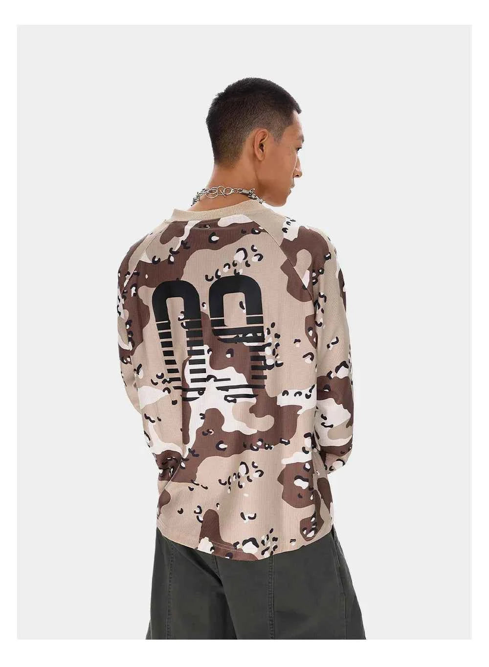 Camouflage Waffle Texture Long Sleeve T-Shirt