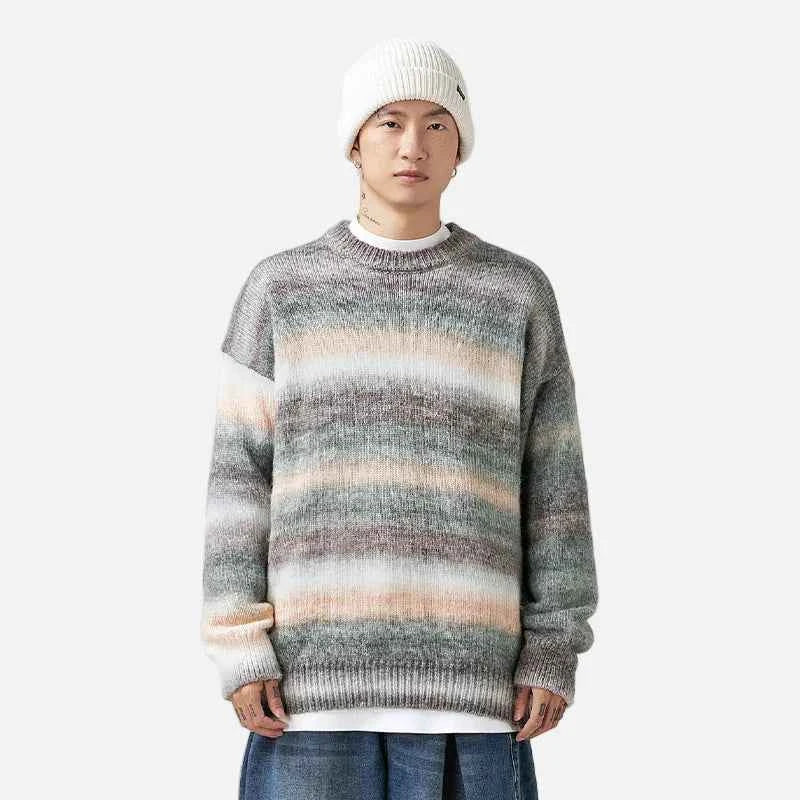 Cozy Gradient Striped Oversized Knitwear Sweater