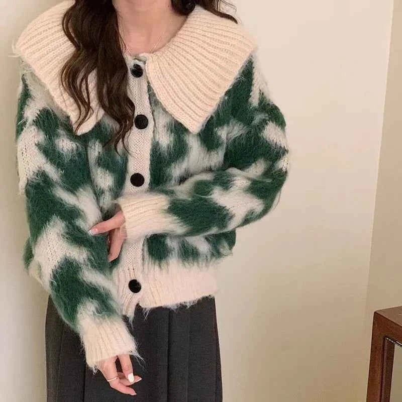 Premium Y2K Leopard Print Knitted Cardigan