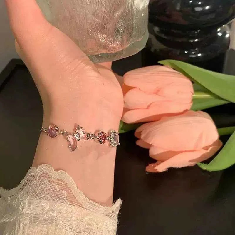 Exquisite Colorful Zircon Heart Butterfly Bracelet