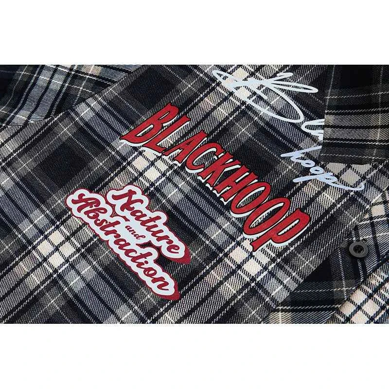 Spring Plaid Hip Hop Button-Up Long Sleeve Shirt