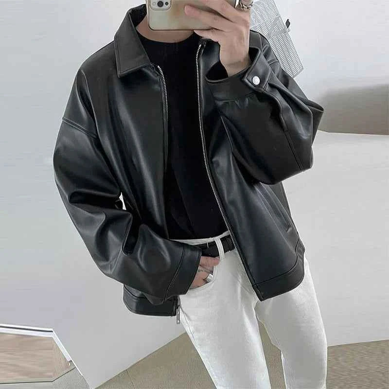 Classic High Quality Textured PU Leather Jacket