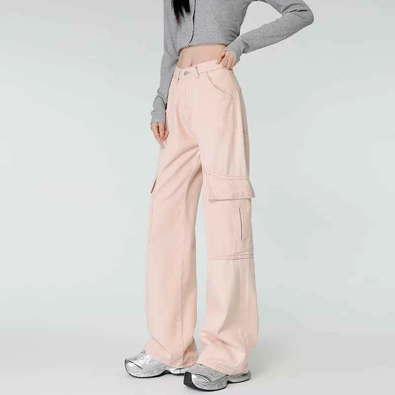 Pink Safari Style High Waist Pants