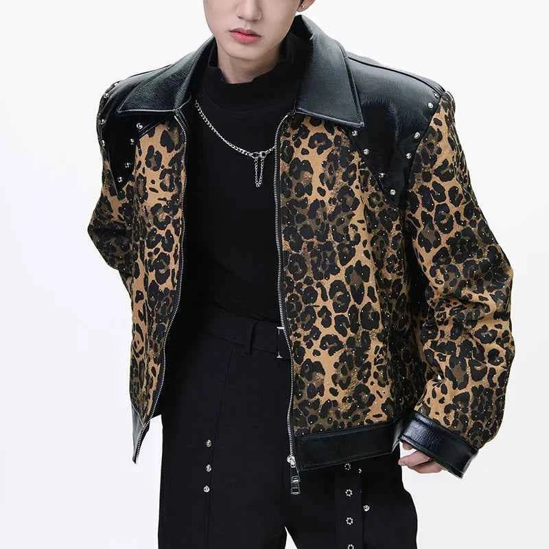 Figure-Flattering Leopard Print Lapel Jacket