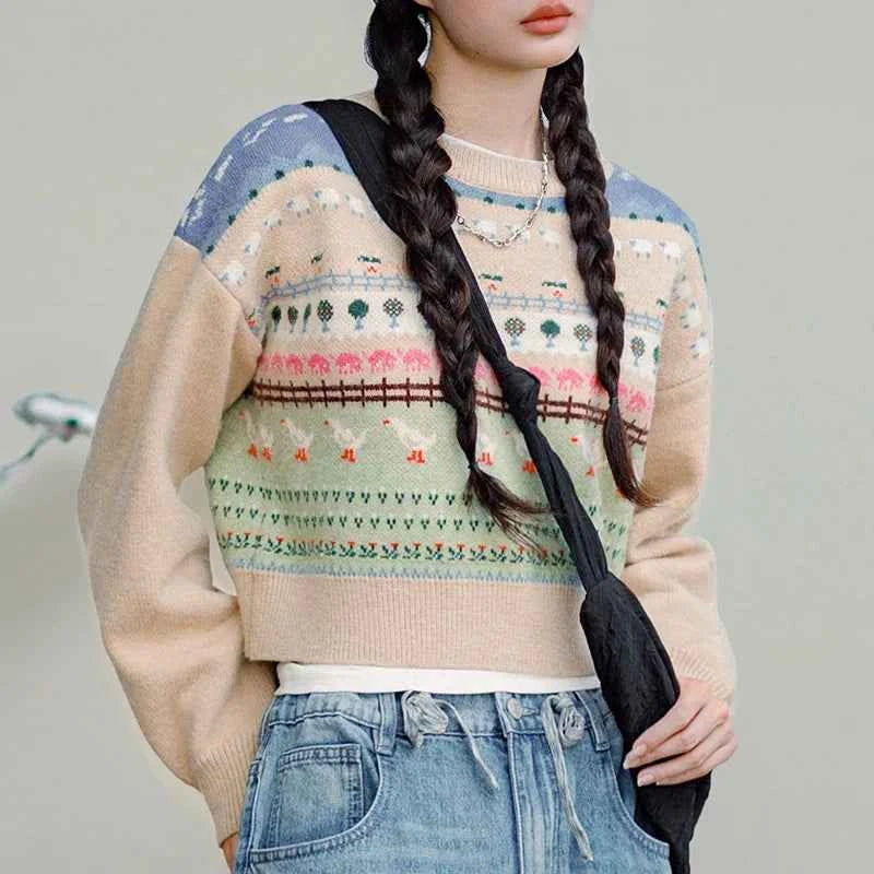 Cute Versatile Animal Print Sweater