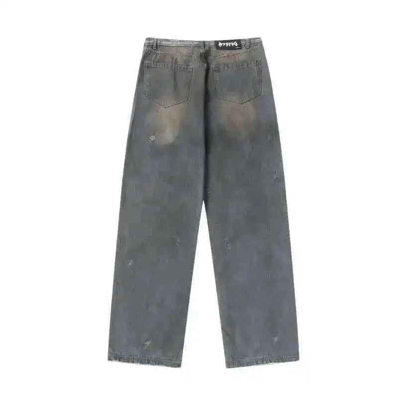 Stylish American Style Punk Patchwork Striped Jeans