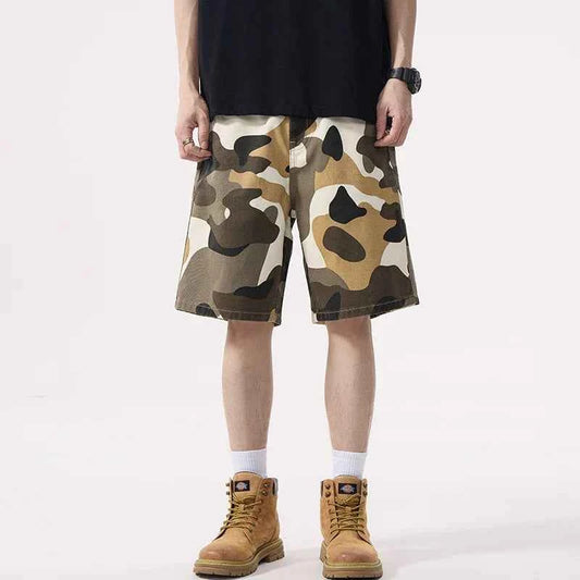Men Flattering Camouflage Denim Cargo Short