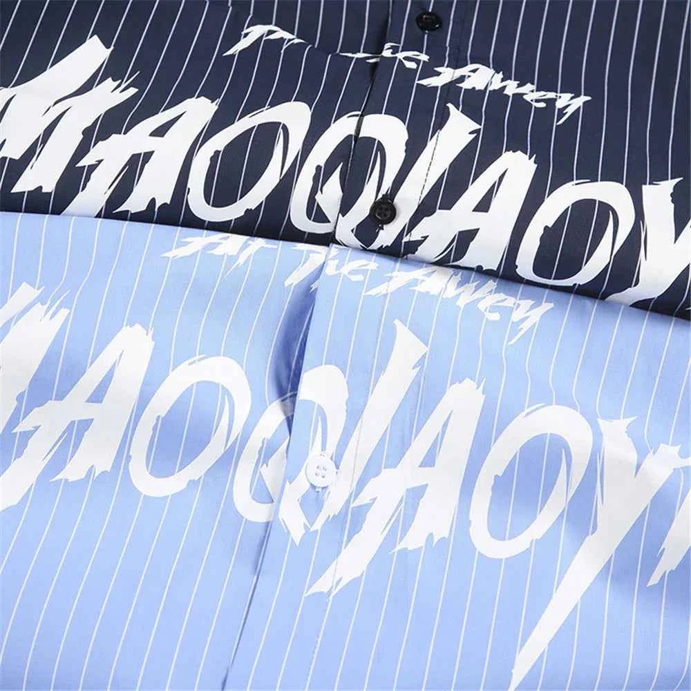 Elevated Striped Loose Hip Hop Button-Up Long Sleeve Shirt