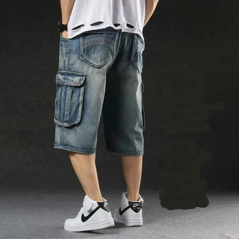 Stylish Loose Baggy Cargo Denim Short