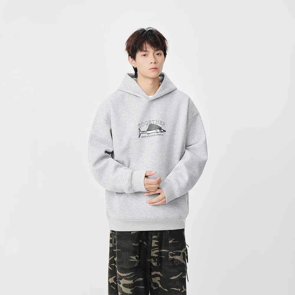 Streetwear Swordfish Print Casual Hoodie